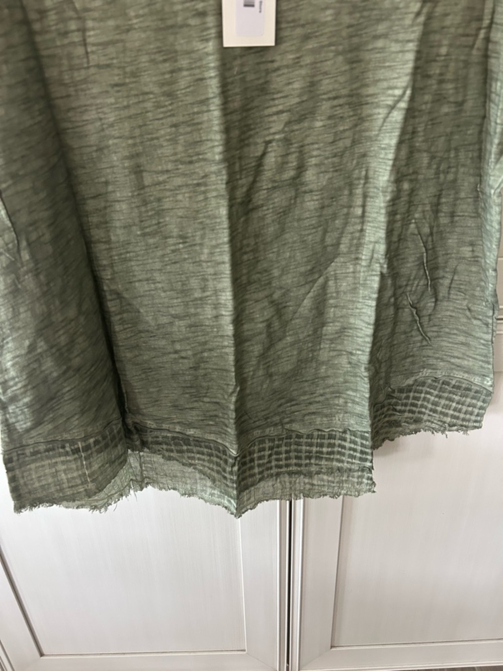 Cotton Bleu Olive Green Short Sleeve Women's Tee with Decorative Hem - Picture 2 of 7